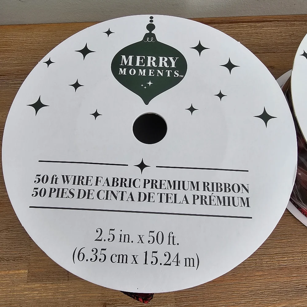 MERRY MOMENTS 2 Rolls Red & Black Buffalo Plaid Wire Edge Ribbon 2.5
